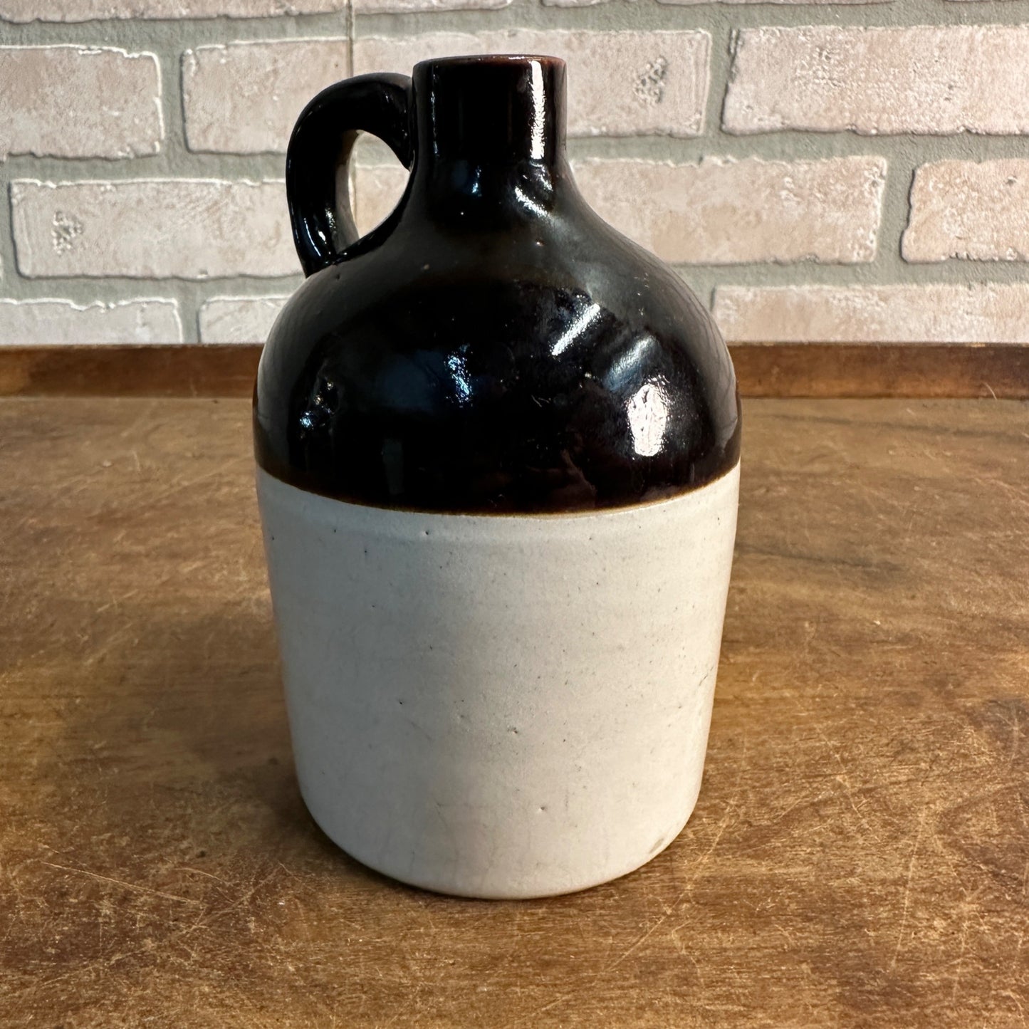 Vintage 5-1/2" Small Fancy Jug  Red Wing? Unsigned Stoneware