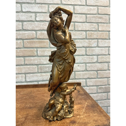 Antique Art Nouveau Woman Goddess Bronze Spelter Statue Sculpture - Moureau?