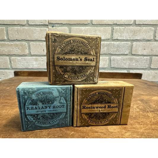 Vintage 1900s Allaire Woodward - Peoria ILL - Apothecary Spice Boxes Lot (3)