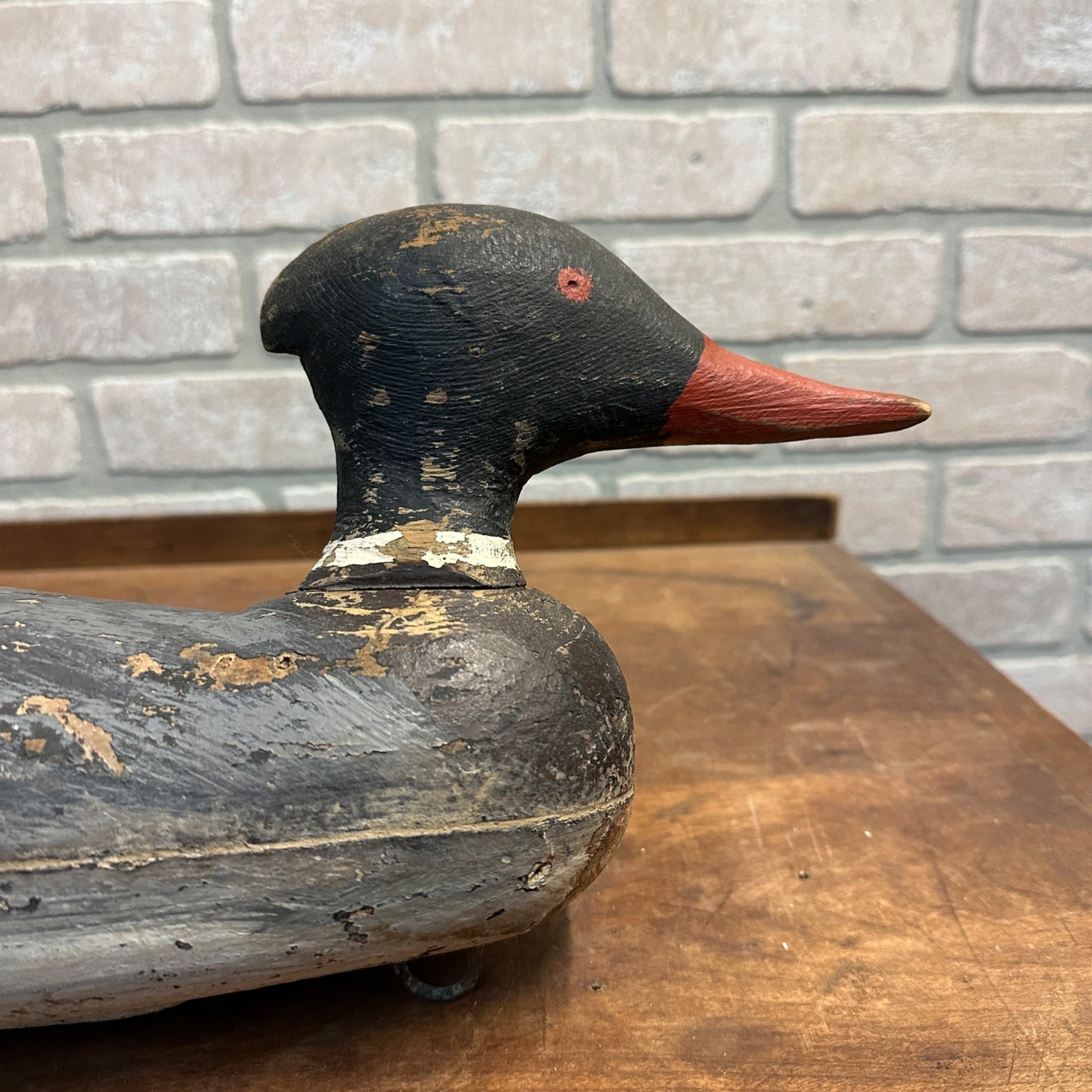 Antique Wooden Duck Decoy Merganzer Drake Male Hunting