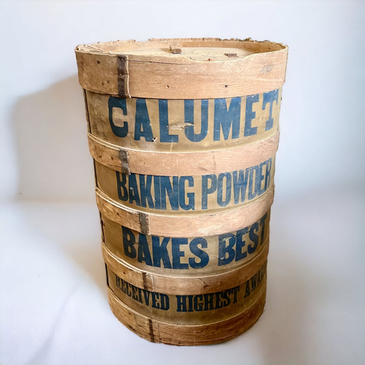 Antique Large Calumet Baking Powder Wooden Keg Rustic Primitive Decor