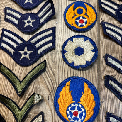 Huge Lot of World War II Vietnam War Era Patches Ranks Air Force Army WWII Pins