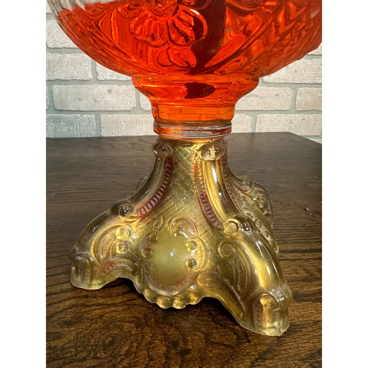 RARE Antique Victorian 1900s Goofus Glass Kerosene Oil Lamp