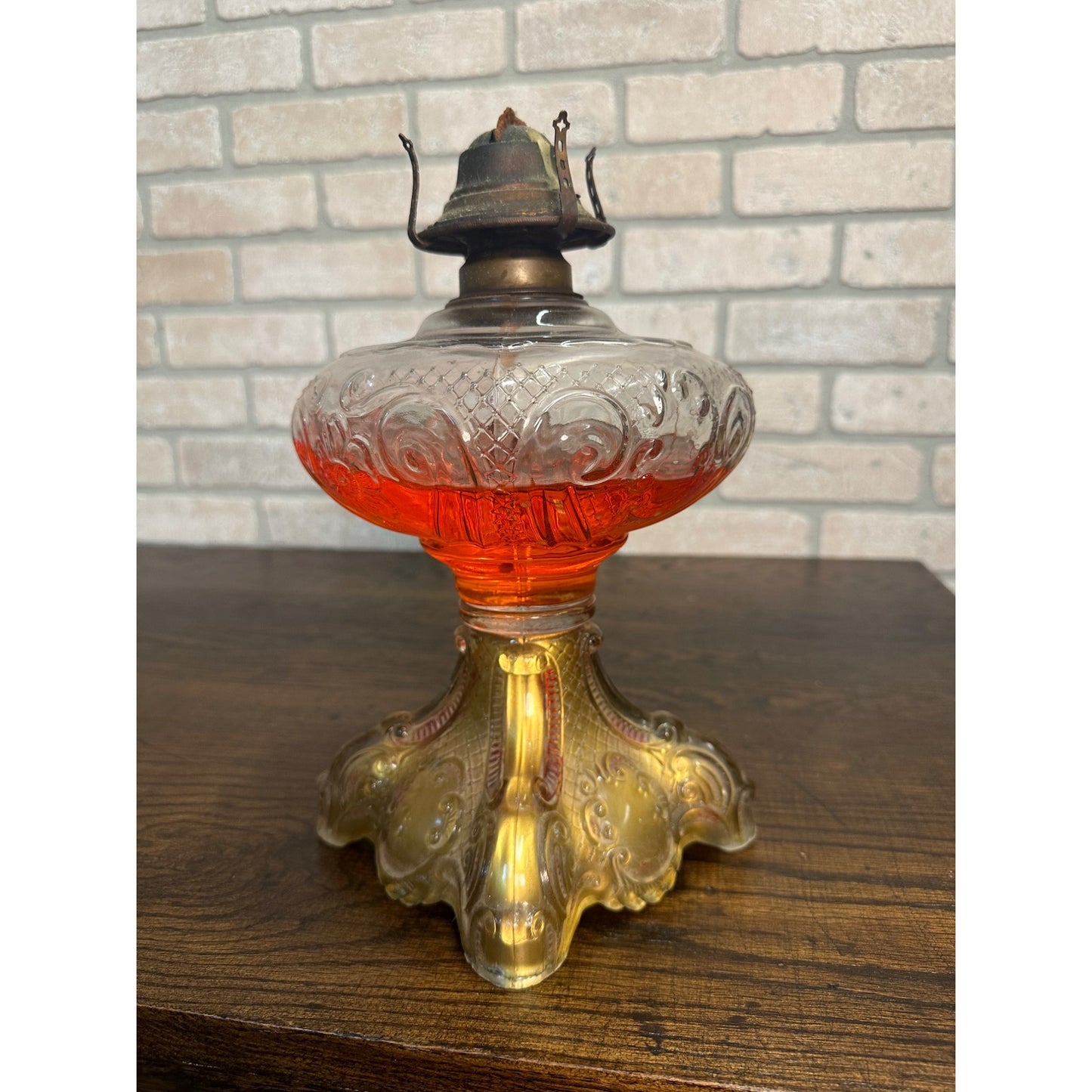 RARE Antique Victorian 1900s Goofus Glass Kerosene Oil Lamp