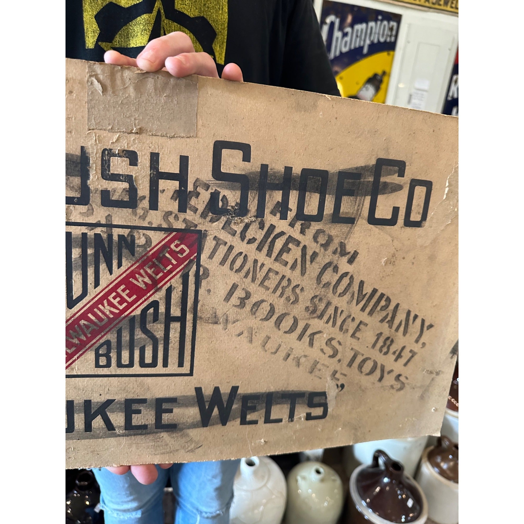 Vintage 1920s Nunn & Bush Shoe Co. Milwaukee Wis  Advertising Cardboard Sign