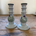 Buchan Thistle Serving  Scotland Stoneware Pottery Pair Candlesticks