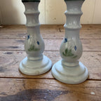 Buchan Thistle Serving  Scotland Stoneware Pottery Pair Candlesticks