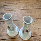 Buchan Thistle Serving  Scotland Stoneware Pottery Pair Candlesticks