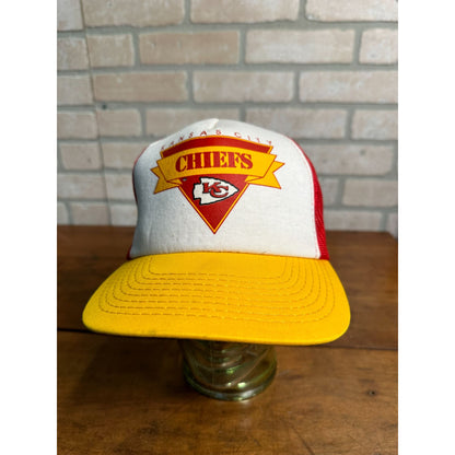 Vintage 1990s Kansas City Chiefs Hat Korea WHite & Yellow Snapback NFL