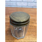 Antique Victorian Glass Tobacco Cigar Humidor or Condiment Jar w/ Lid Small 3"