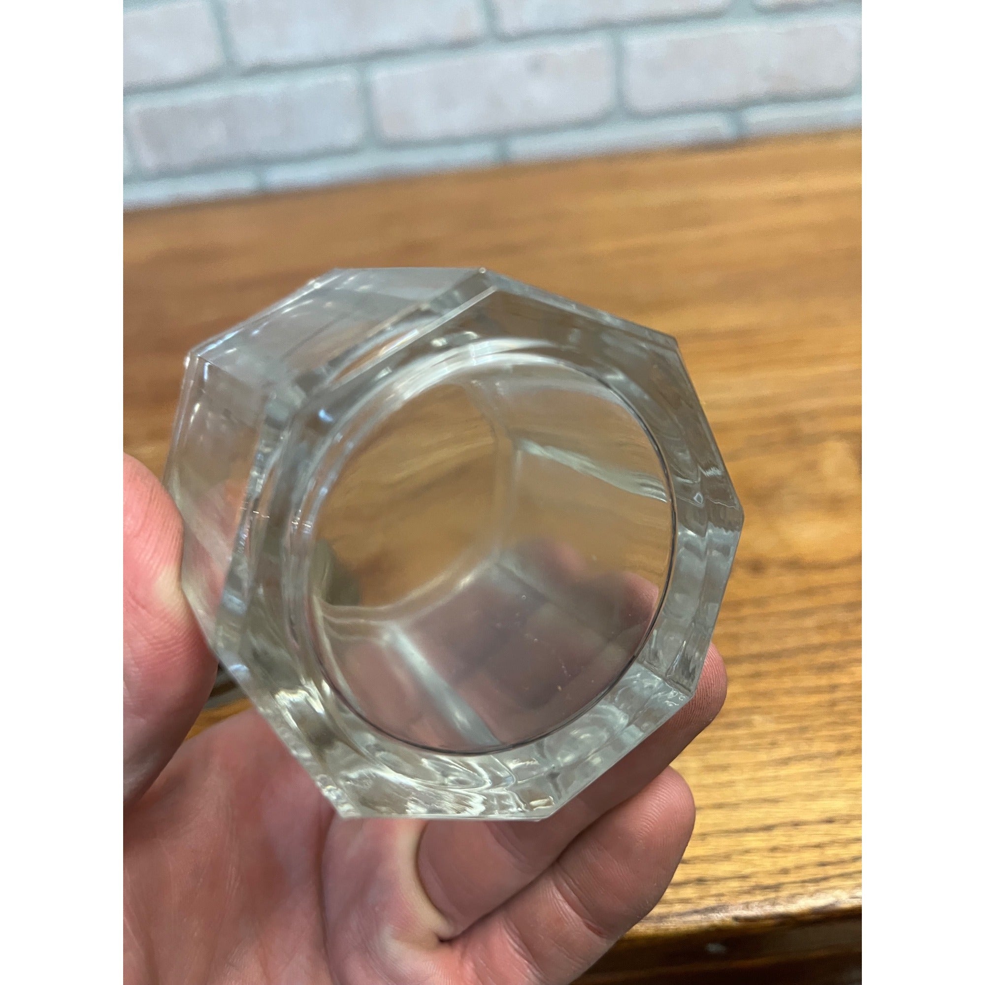 Antique Victorian Glass Tobacco Cigar Humidor or Condiment Jar w/ Lid Small 3"