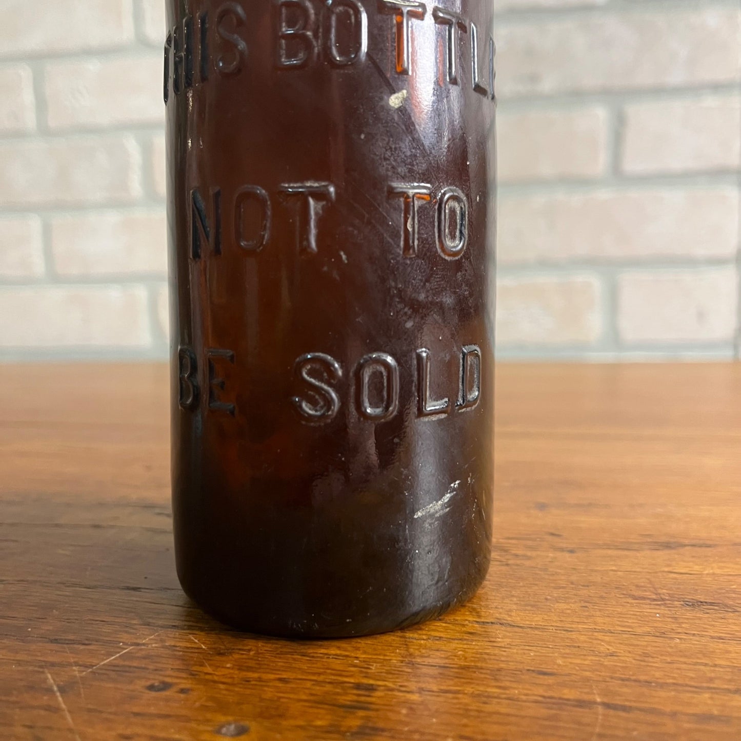 Antique Blob Top Beer Soda Bottle Blank Unembossed  Amber Brown Color Slug Plate