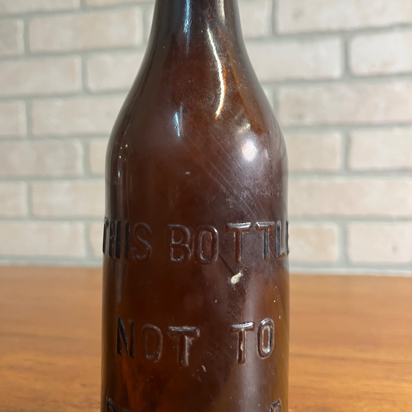 Antique Blob Top Beer Soda Bottle Blank Unembossed  Amber Brown Color Slug Plate