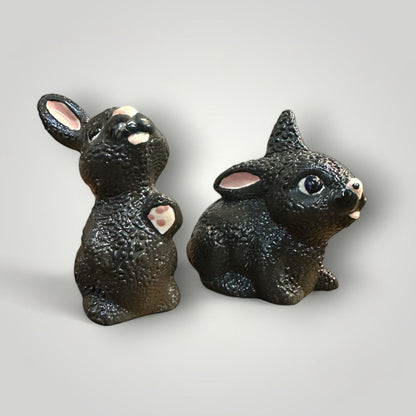 (2) Black Ceramic Easter Rabbit Bunnies Decor