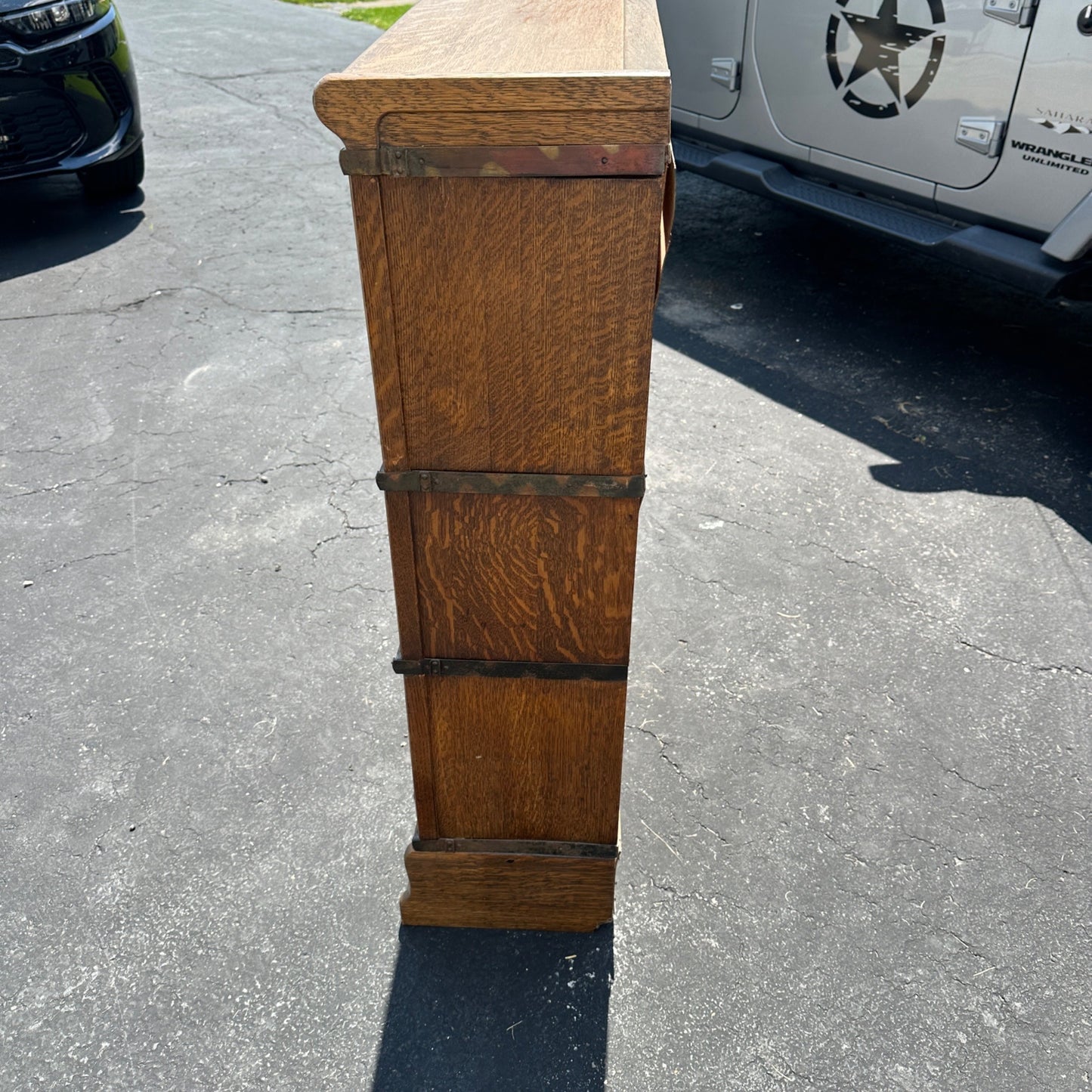 Vintage 3-Stack Macey Wooden Lawyer Barrister Bookcase Shelf w/ Glass Doors