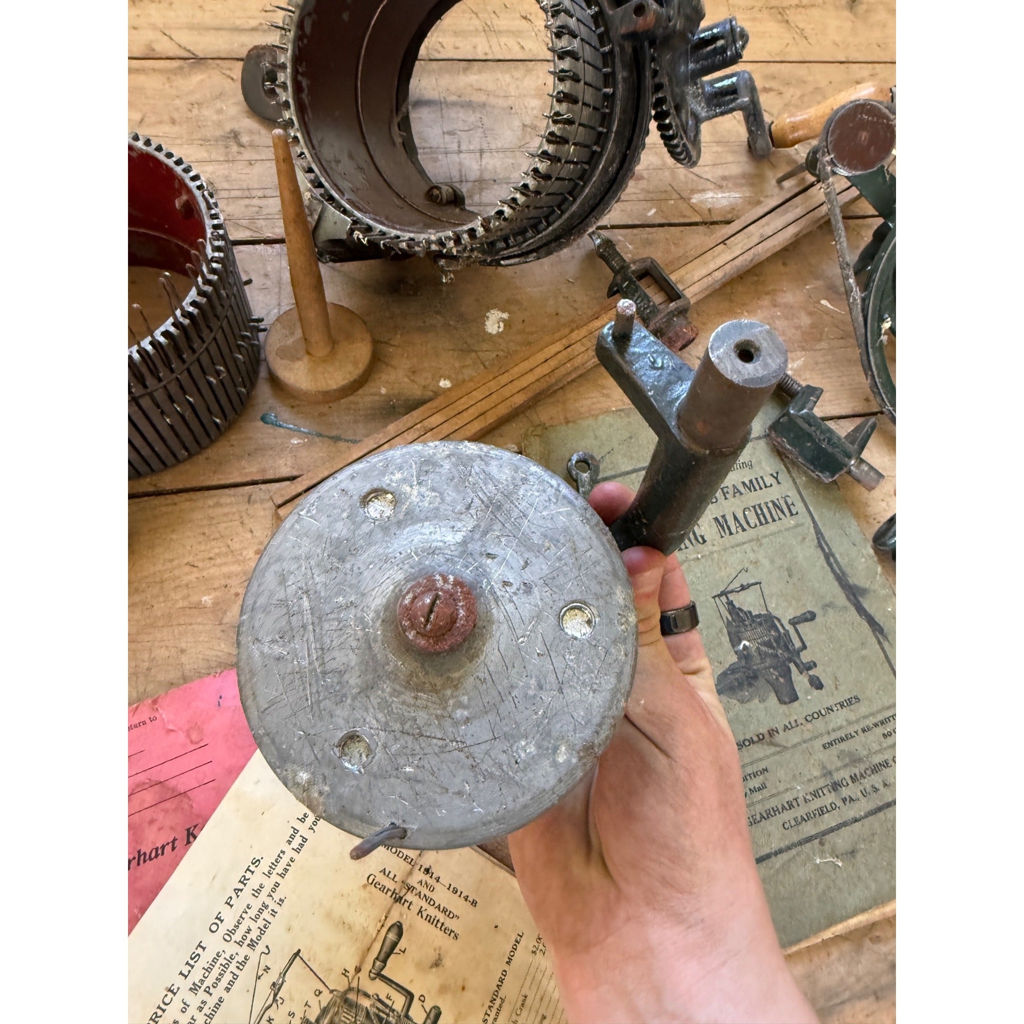 Gearhart 1914 Sock Making Machine-Cast Iron Tool W/ Manual & Parts