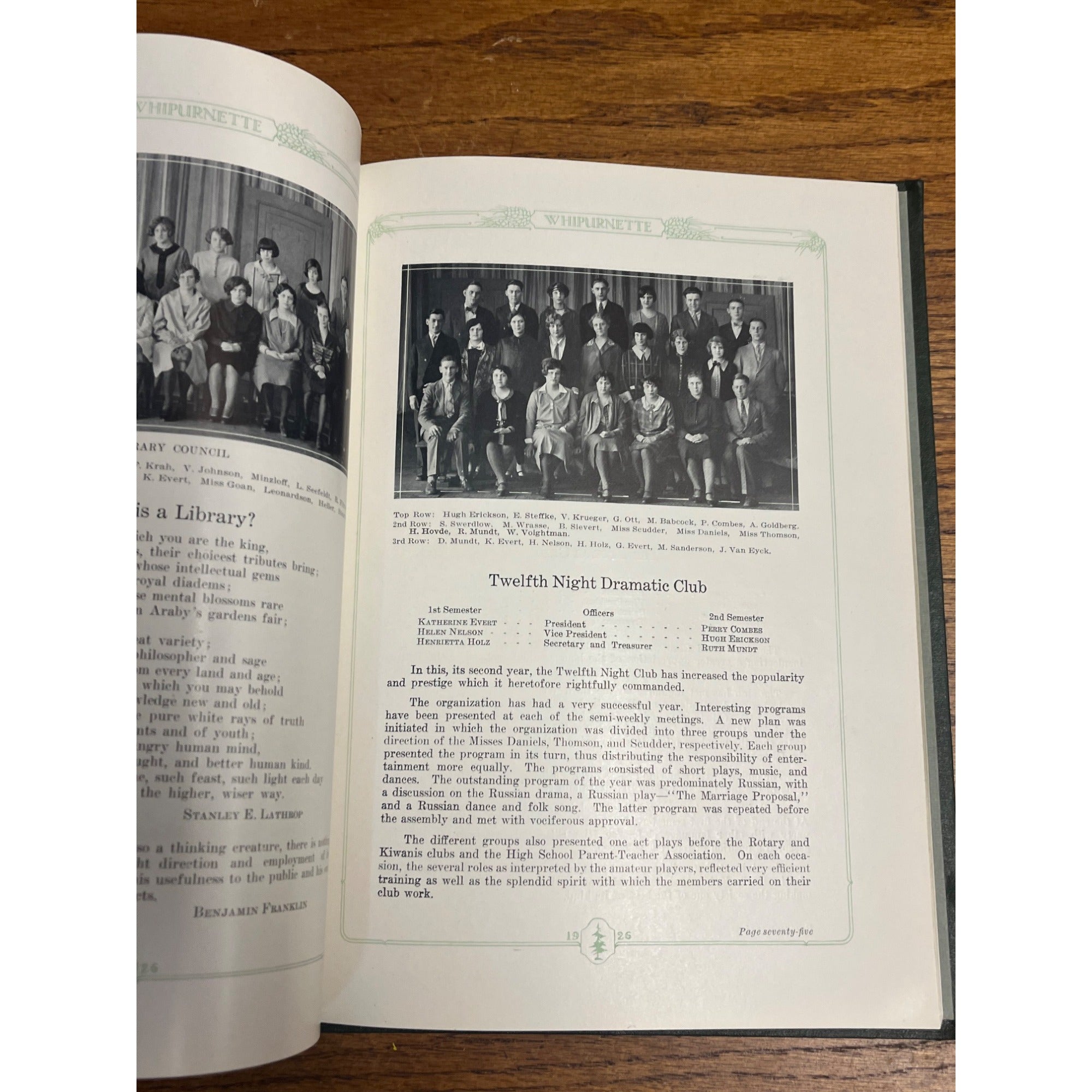 Vintage 1926 The Whipurnette Marinette High School Yearbook Wisconsin