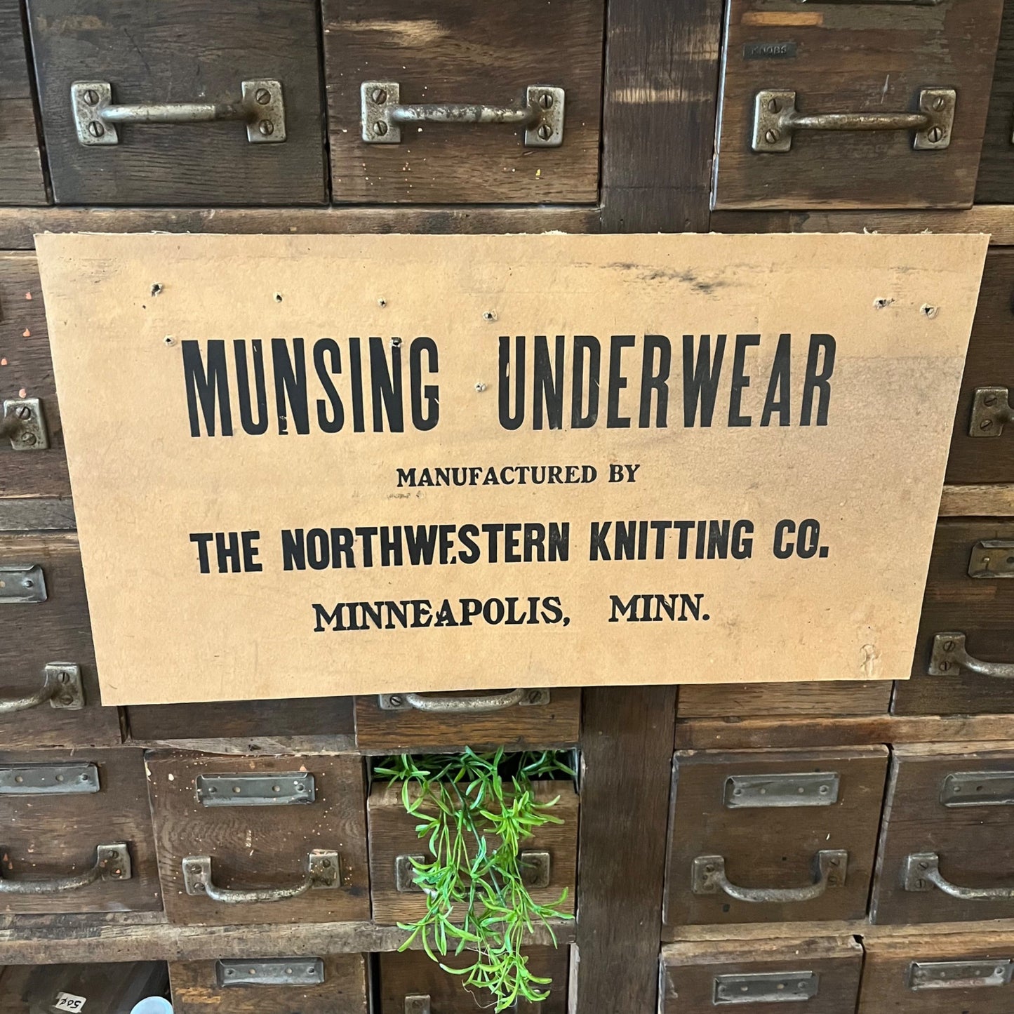 Antique 1910s Munsing Underwear Clothing Advertising Sign Minneapolis