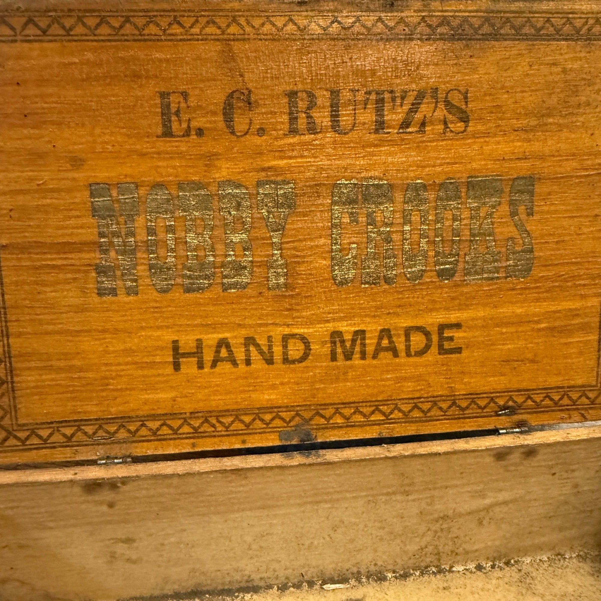 RARE Vintage Early 1900s E.C. Rutz Nobby Crooks Wooden Cigar Box Ripon Wisconsin