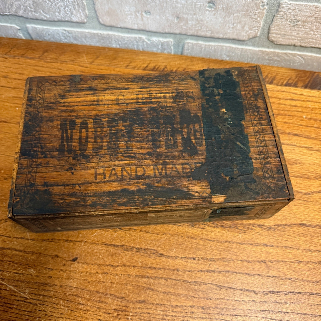 RARE Vintage Early 1900s E.C. Rutz Nobby Crooks Wooden Cigar Box Ripon Wisconsin