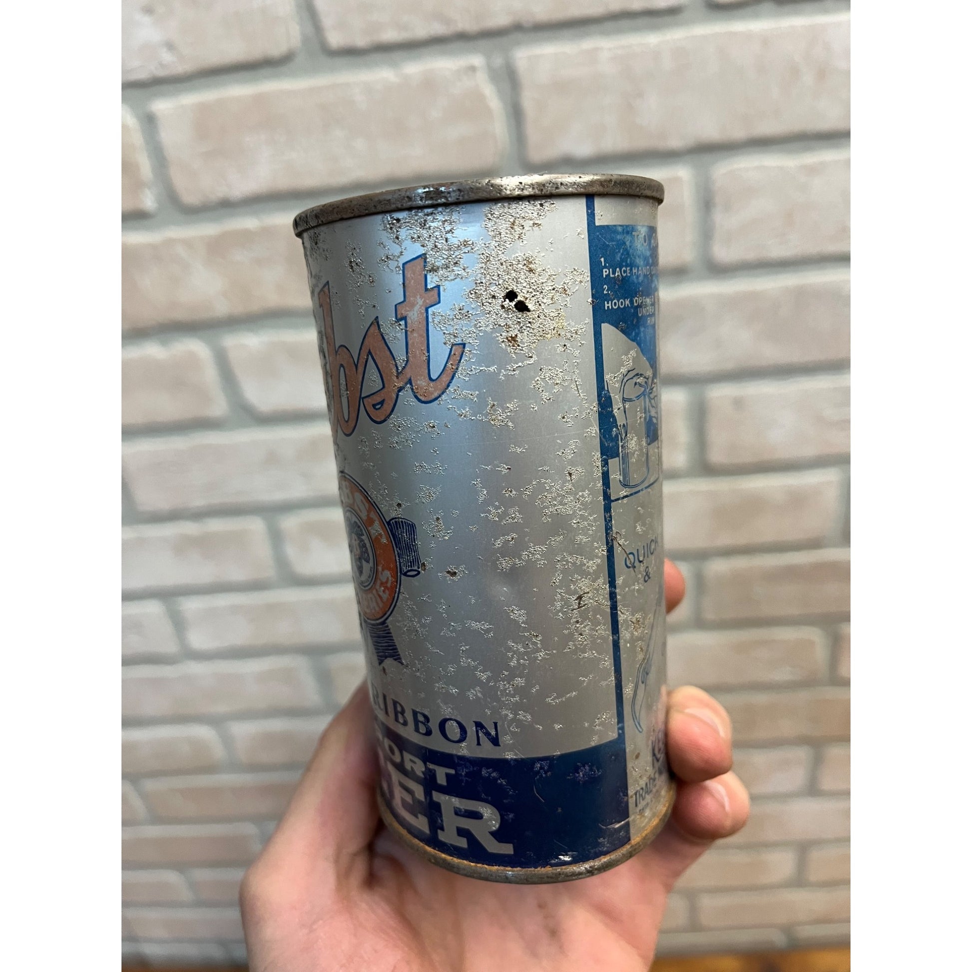 Pabst Blue Ribbon Export Beer 12 Oz Tapa Can Directional Flat Top OI Instruction