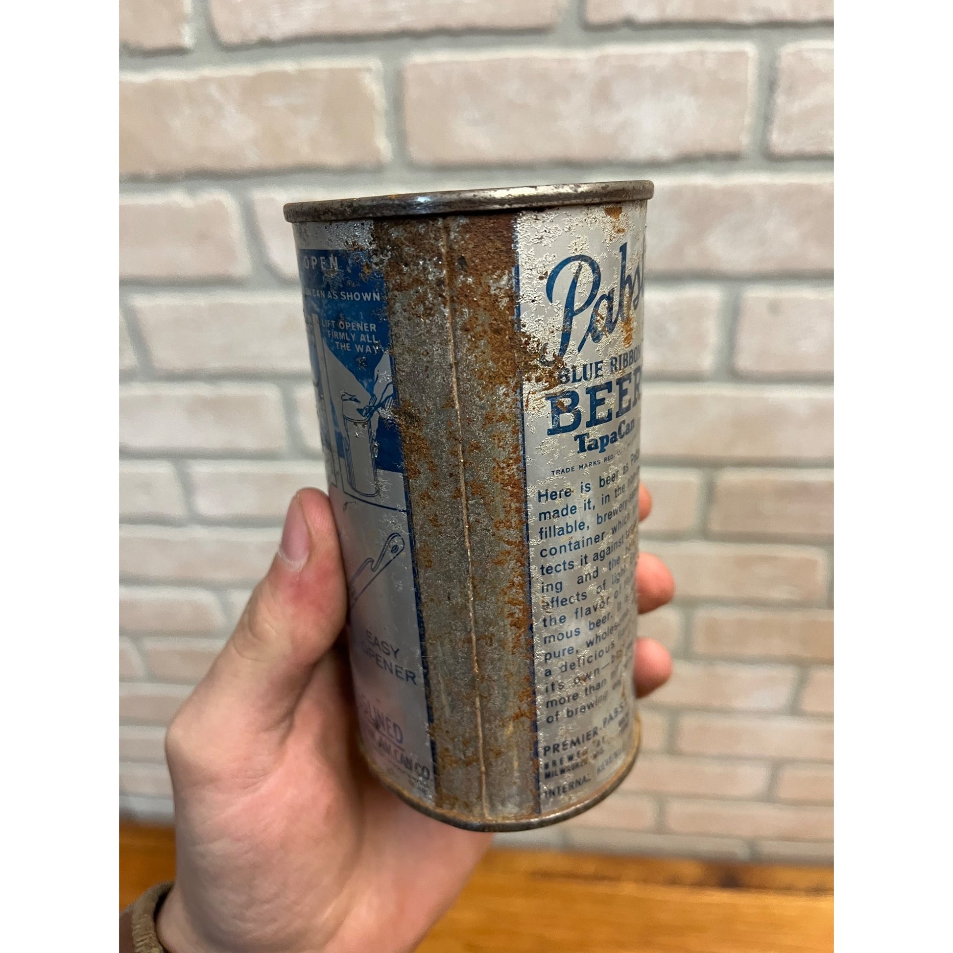 Pabst Blue Ribbon Export Beer 12 Oz Tapa Can Directional Flat Top OI Instruction