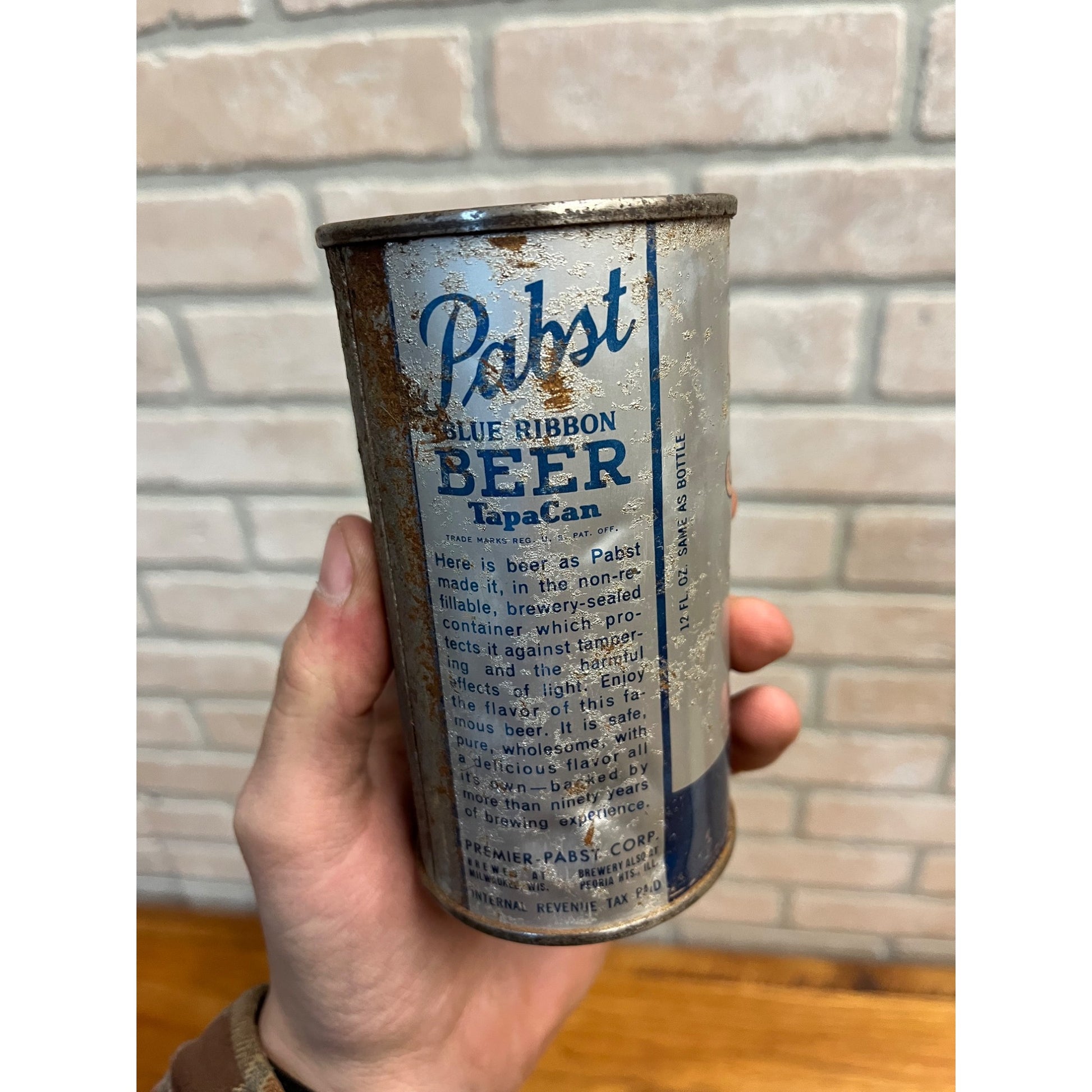 Pabst Blue Ribbon Export Beer 12 Oz Tapa Can Directional Flat Top OI Instruction