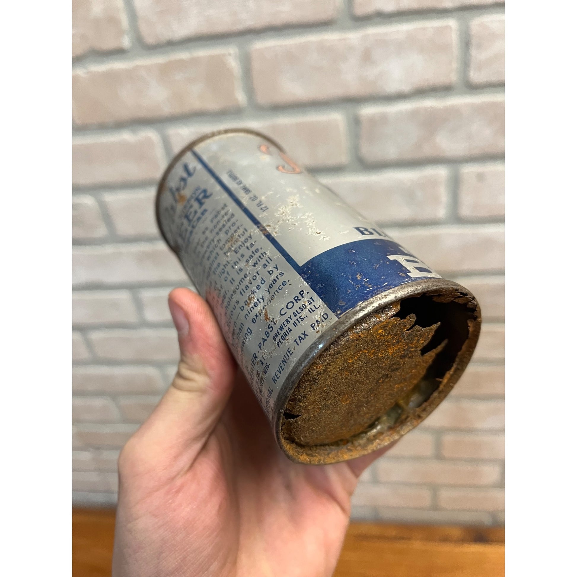 Pabst Blue Ribbon Export Beer 12 Oz Tapa Can Directional Flat Top OI Instruction