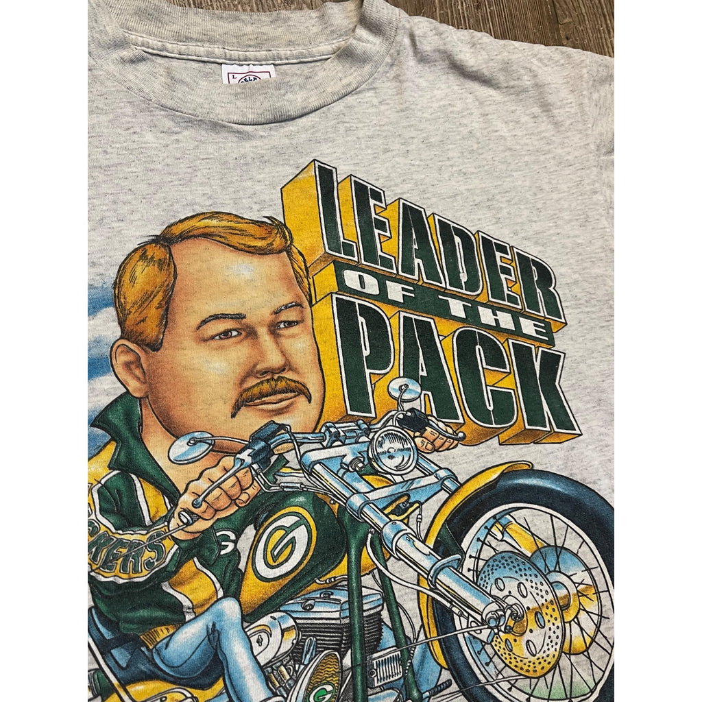 Vintage 90s Green Bay Packers Mike Holmgren Leader of Pack Mens Shirt Size L