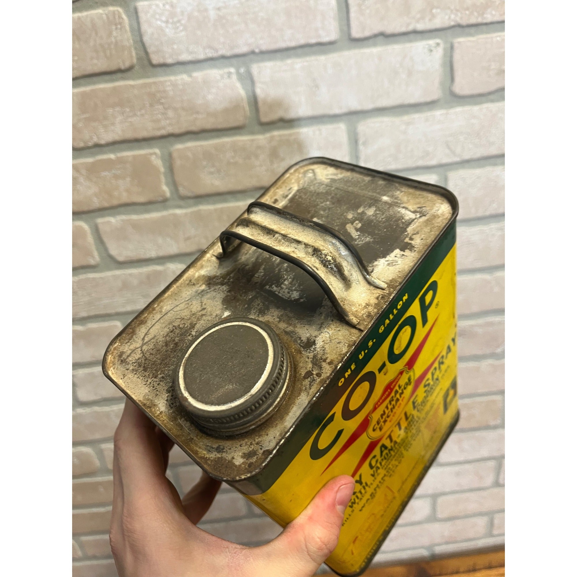 Vintage Co-Op Dairy Cattle Spray Gallon Advertising Tin Can Farm Animal Vet