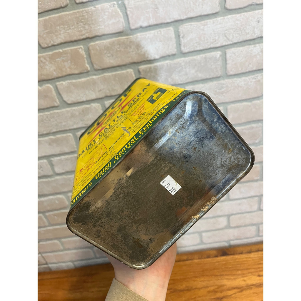 Vintage Co-Op Dairy Cattle Spray Gallon Advertising Tin Can Farm Animal Vet
