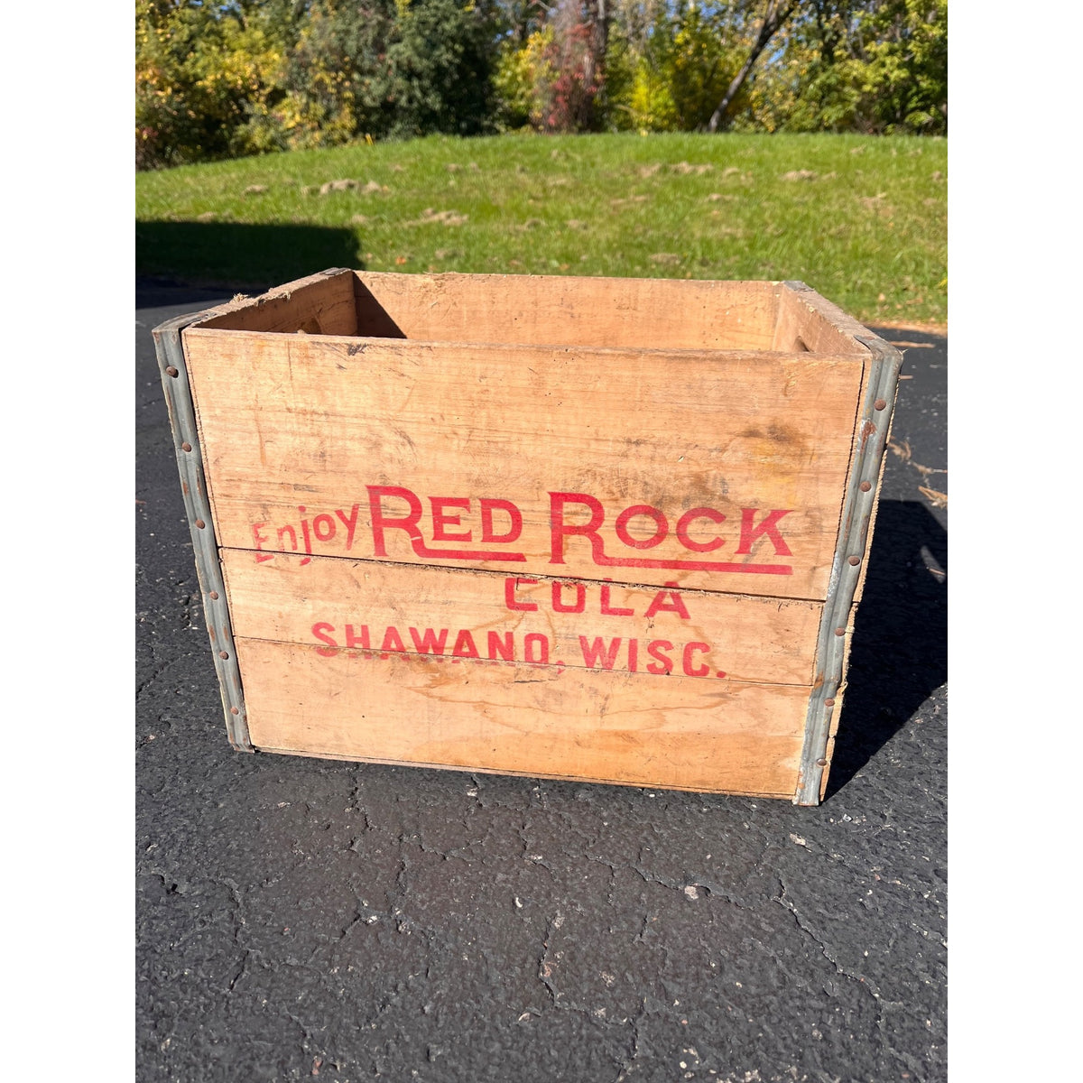 RARE Vintage Red Rock Cola Soda Bottle Crate Shawano Wis Wisconsin WI Wooden