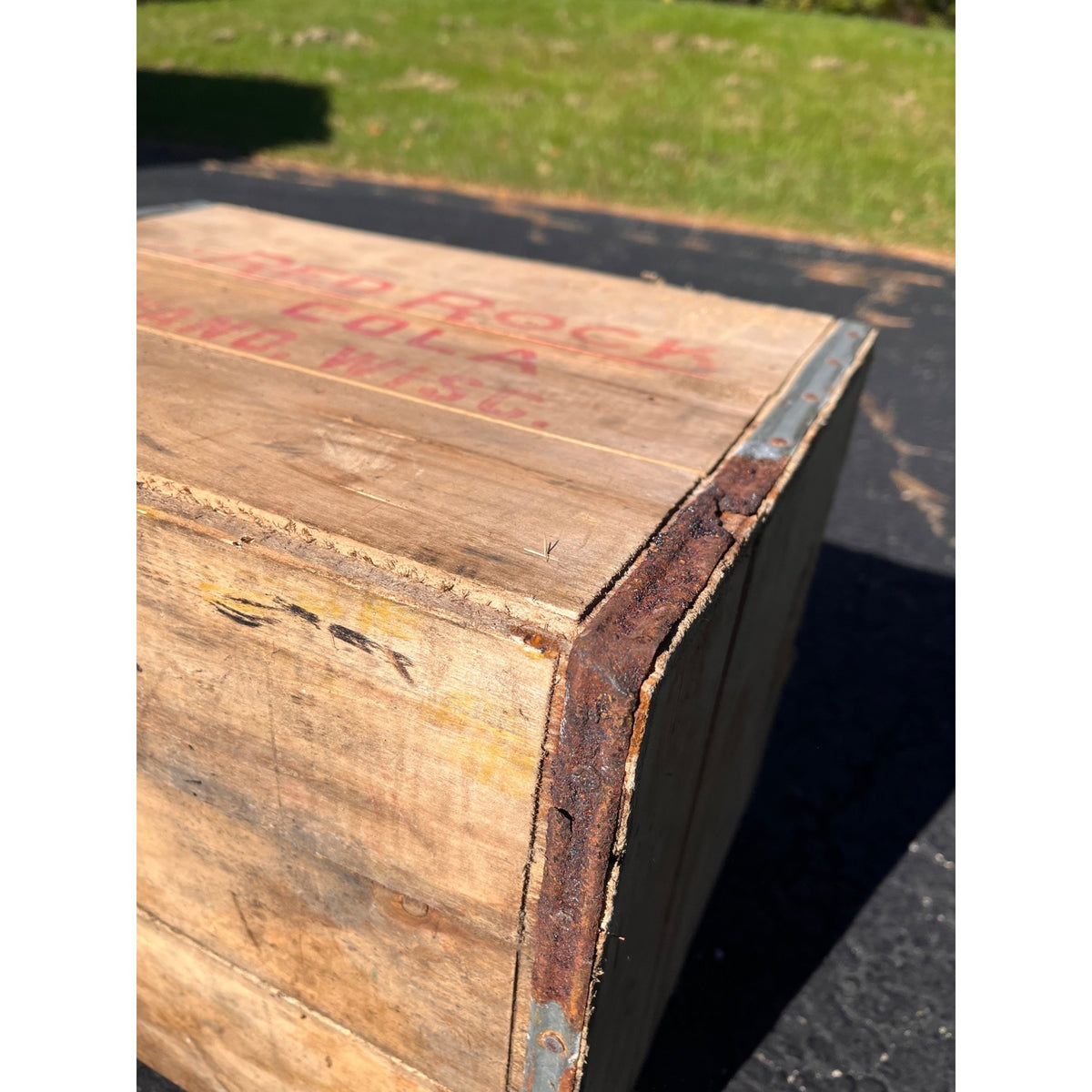 RARE Vintage Red Rock Cola Soda Bottle Crate Shawano Wis Wisconsin WI Wooden