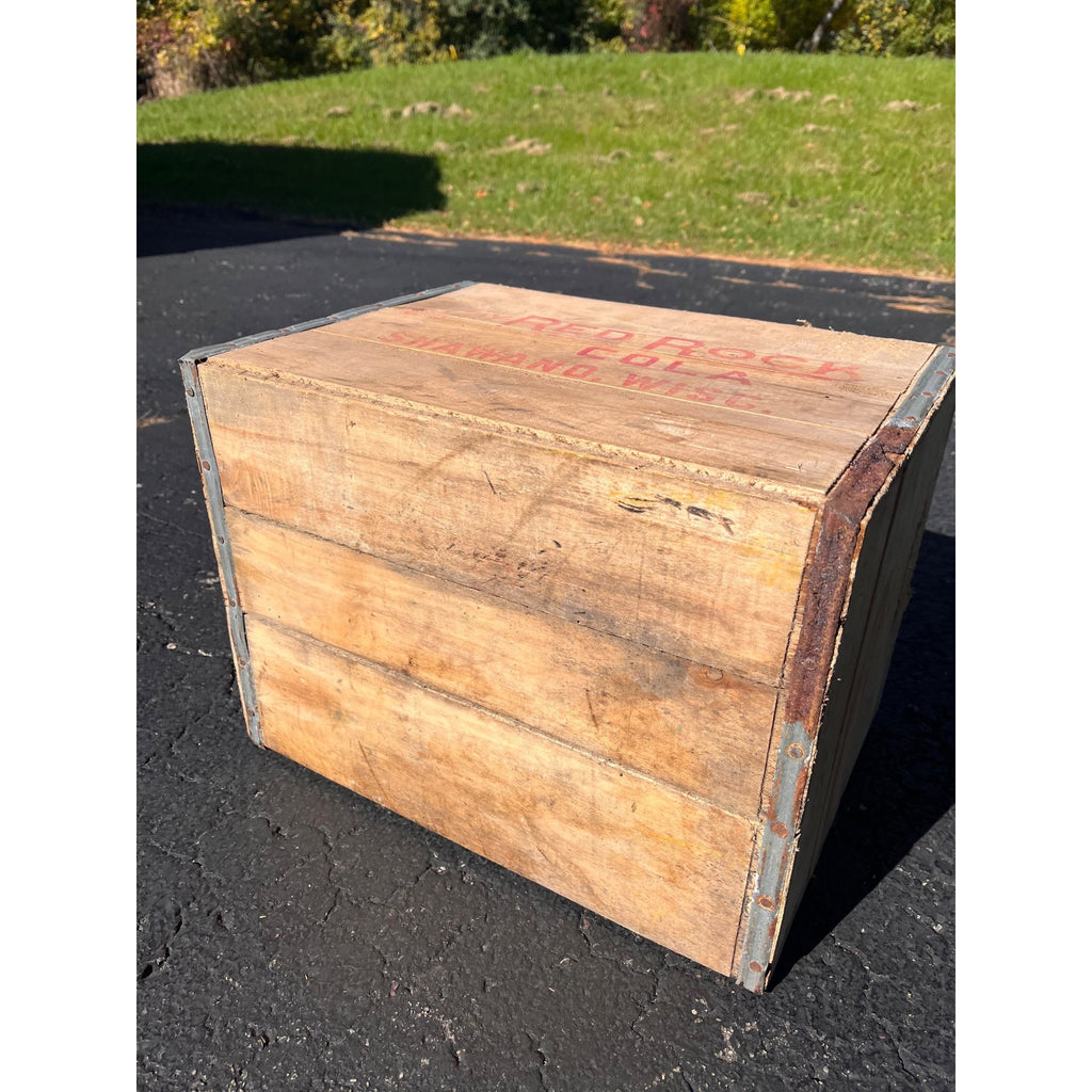 RARE Vintage Red Rock Cola Soda Bottle Crate Shawano Wis Wisconsin WI Wooden