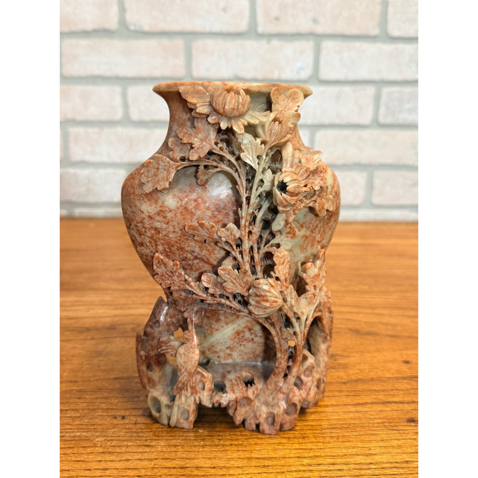 Vintage 1934 Chicago World's Fair Century of Progress Carved Soapstone Vase