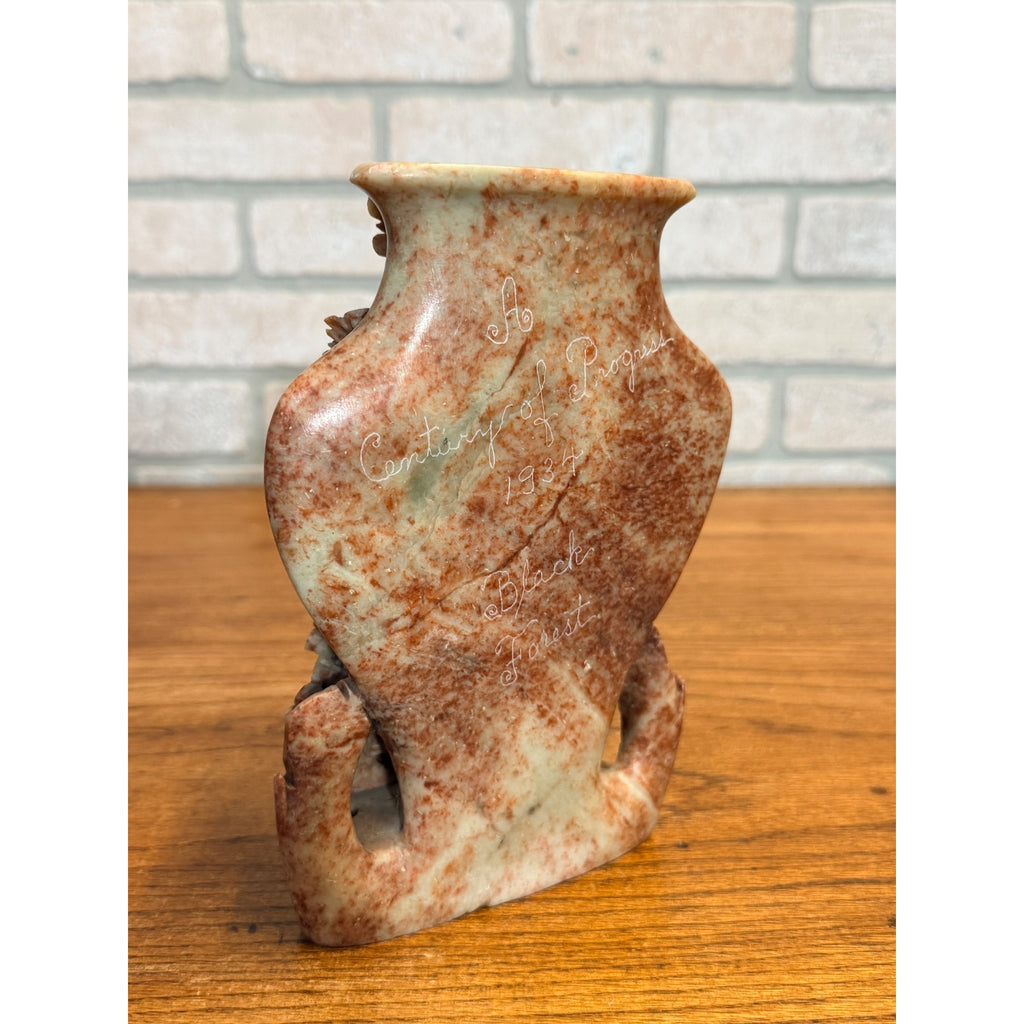 Vintage 1934 Chicago World's Fair Century of Progress Carved Soapstone Vase
