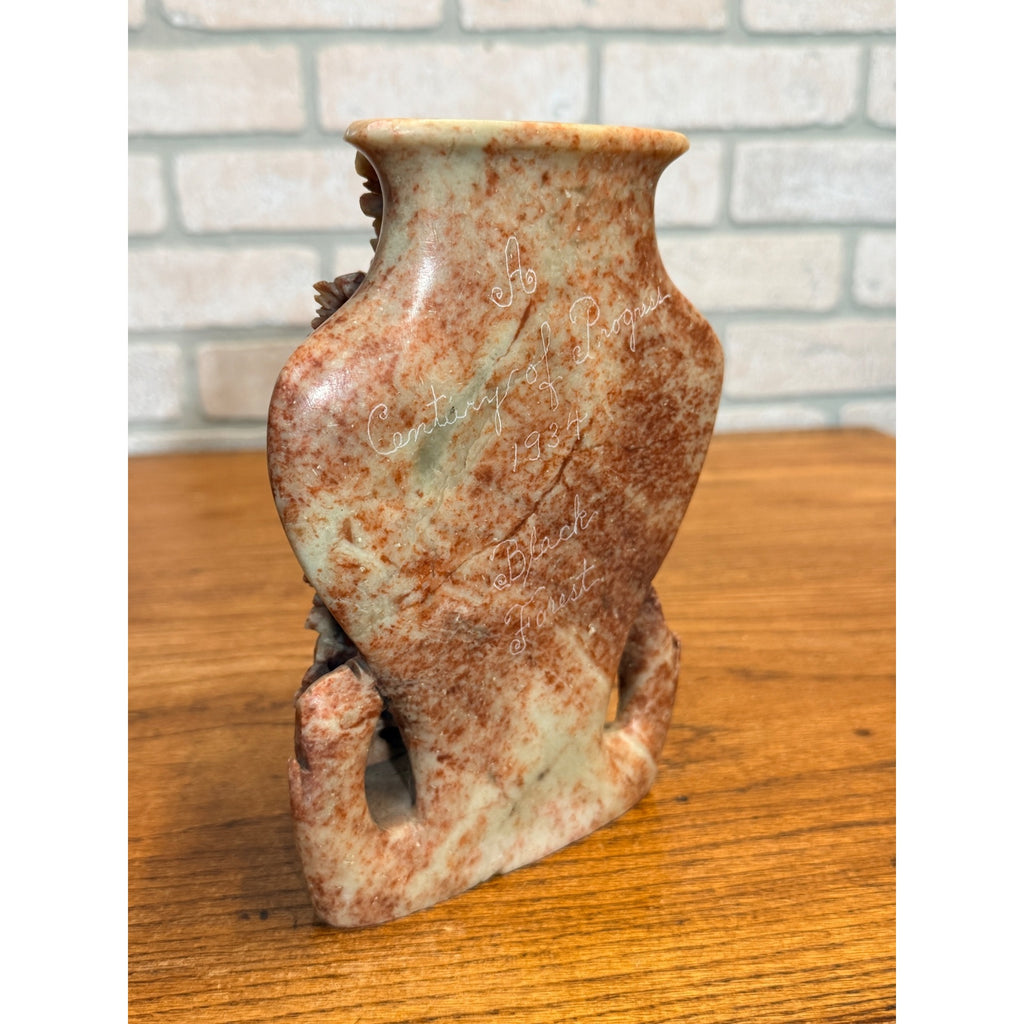Vintage 1934 Chicago World's Fair Century of Progress Carved Soapstone Vase