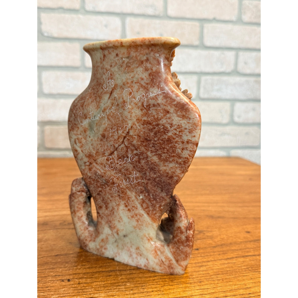 Vintage 1934 Chicago World's Fair Century of Progress Carved Soapstone Vase