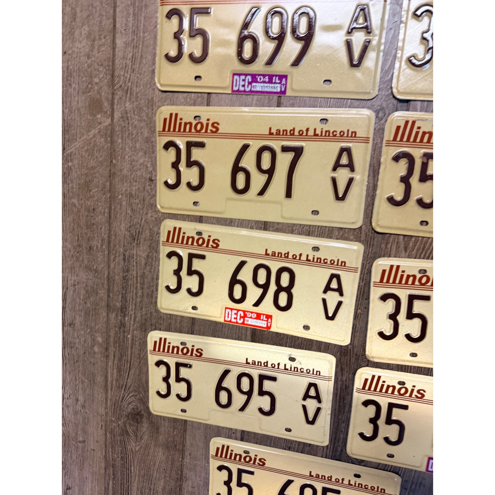 Vintage Large Lot (11) Illinois License Plates 1990s-2000s Land of Lincoln Motto