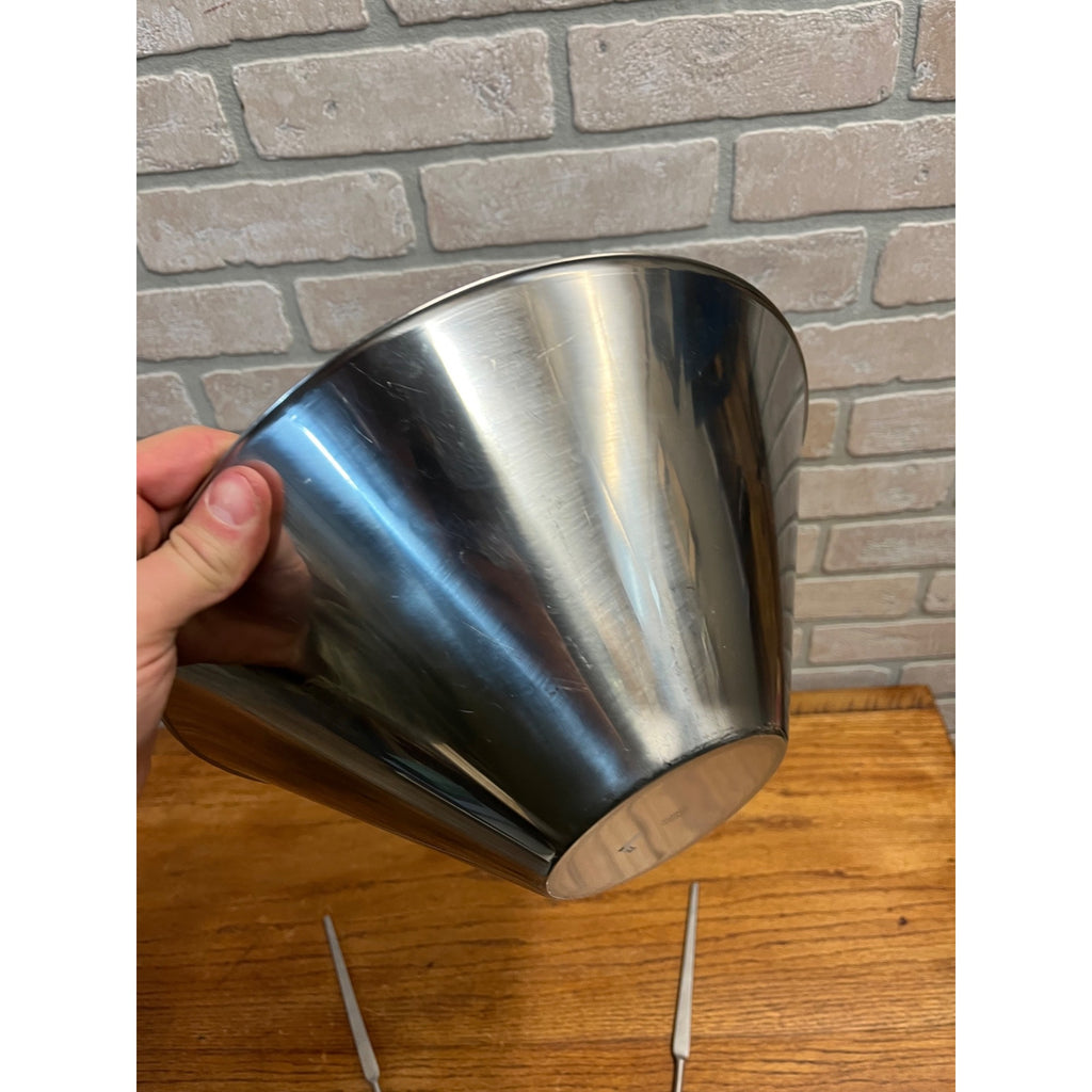 Vintage 1960s MCM Gabis Stainless Steel Salad Bowl & Serving Utensils Swedish