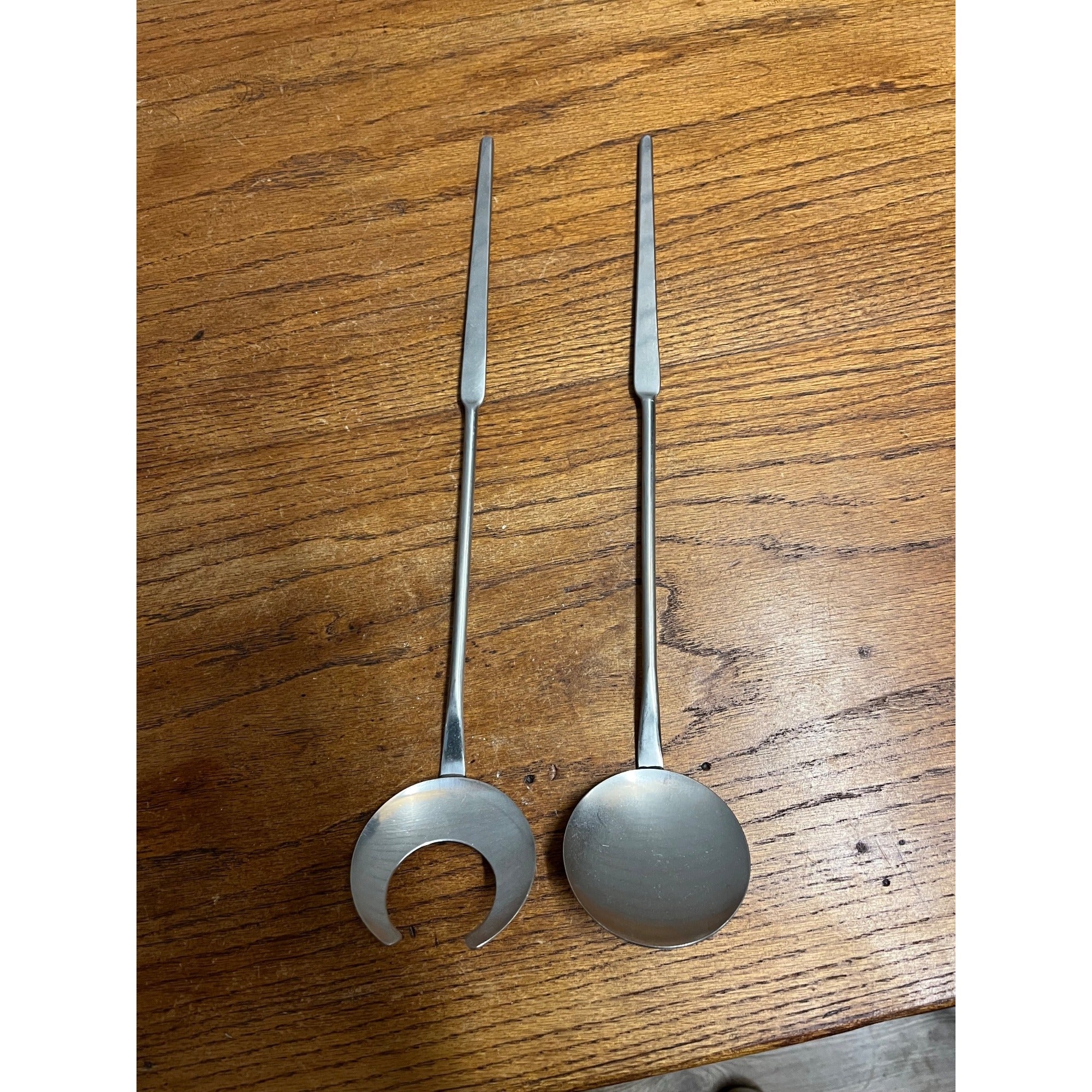 Vintage 1960s MCM Gabis Stainless Steel Salad Bowl & Serving Utensils Swedish