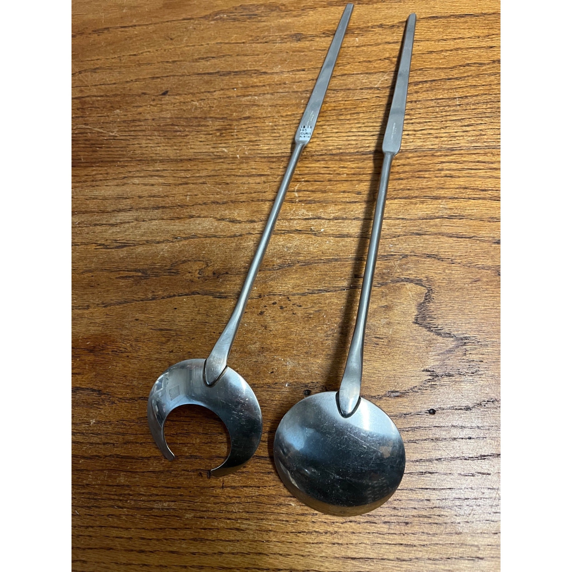 Vintage 1960s MCM Gabis Stainless Steel Salad Bowl & Serving Utensils Swedish