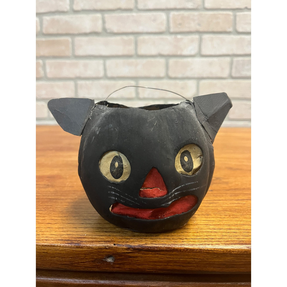 Antique Original Halloween German Black Cat Lantern 4.5"