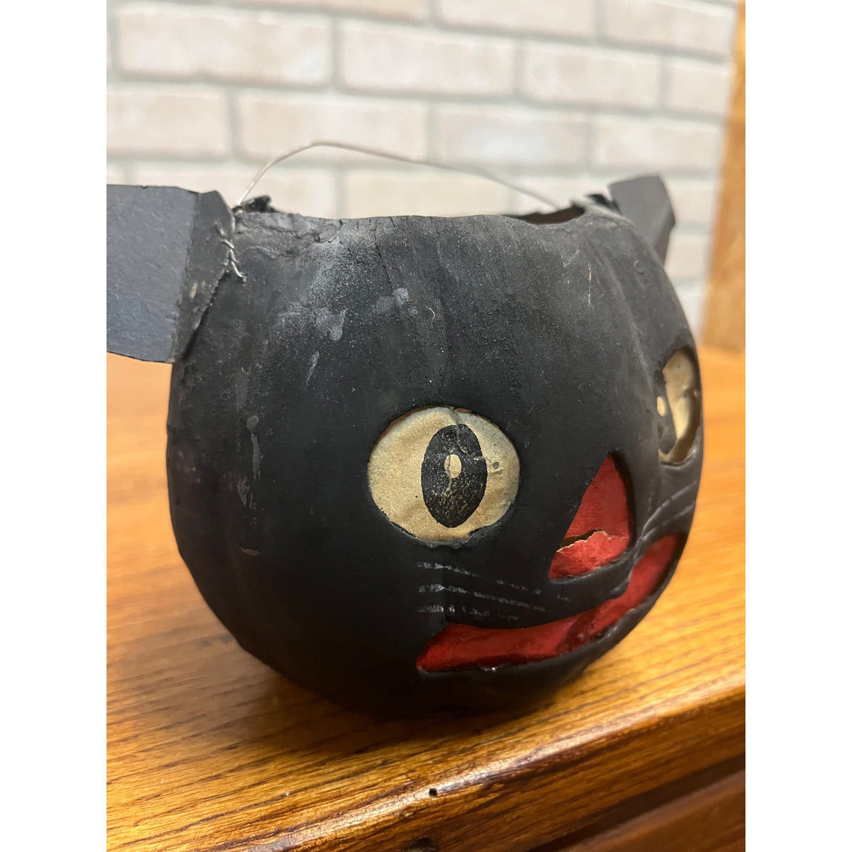 Antique Original Halloween German Black Cat Lantern 4.5"