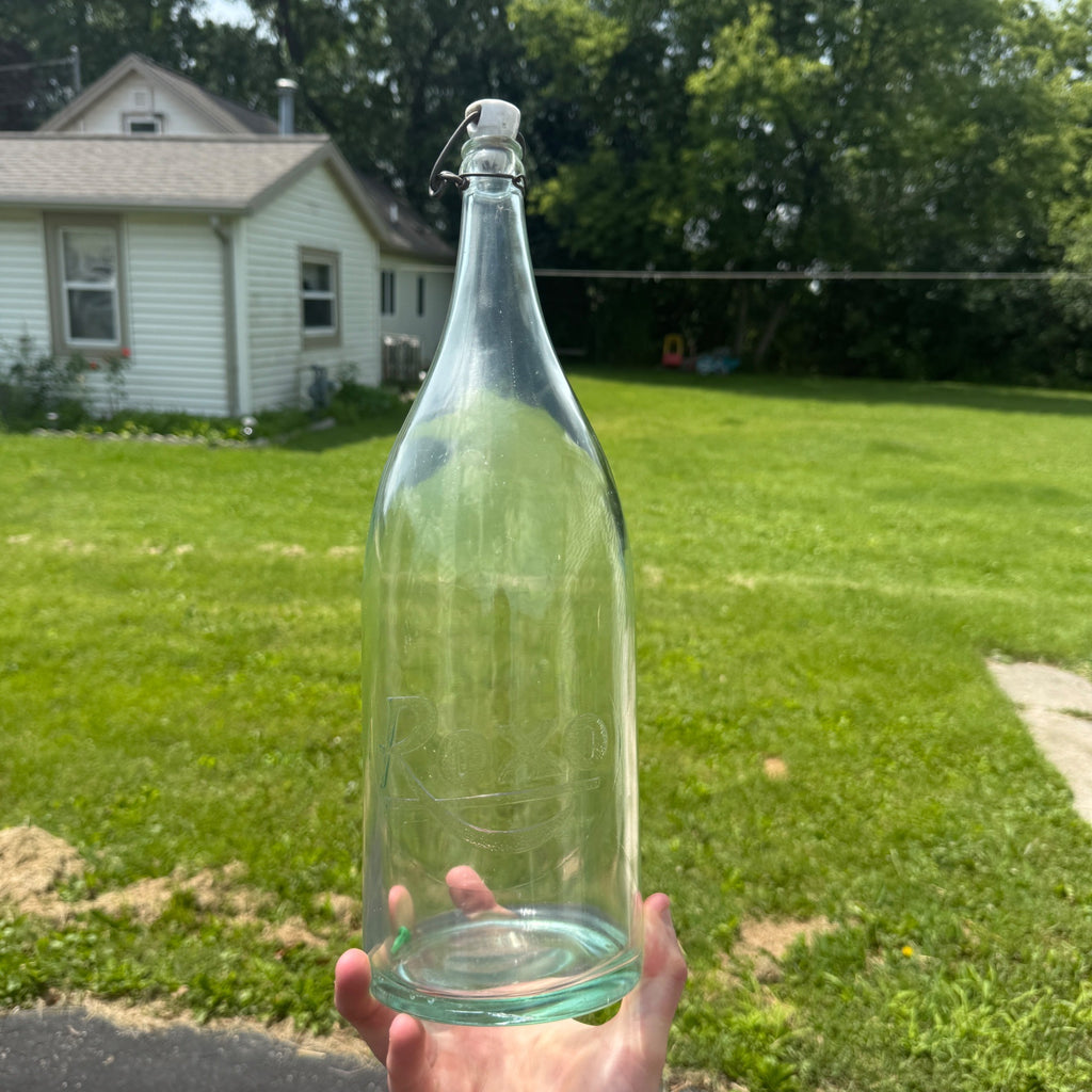 Roxo Spring Water Large 1/2 Gallon Bottle Waukesha WI Wisconsin Soda