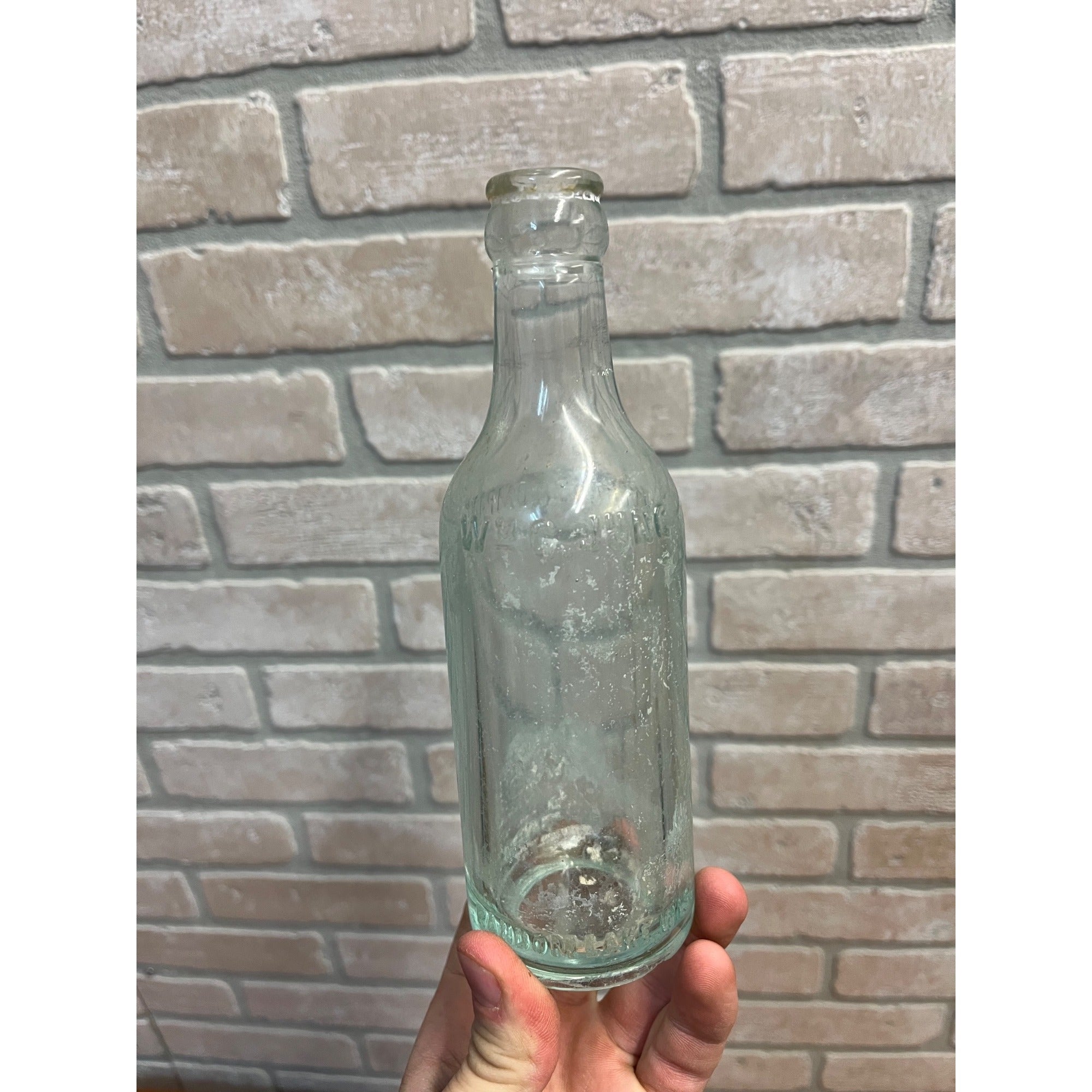 Vintage Wm Jung Beverages Blue Glass Soda Bottle Prohibition Era Random Lake Wis