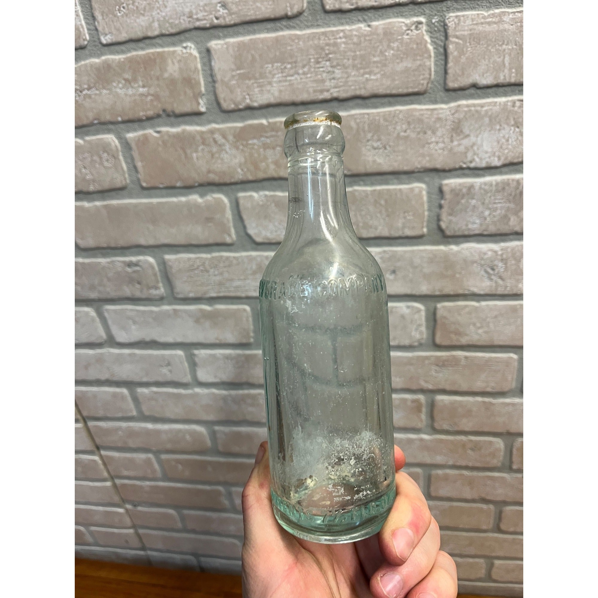 Vintage Wm Jung Beverages Blue Glass Soda Bottle Prohibition Era Random Lake Wis