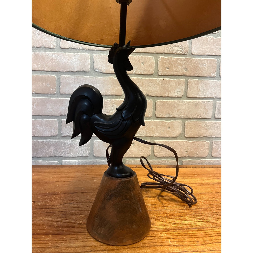 Vintage 1950s Rooster Weathervane Farm Theme Child's Lamp w/ Paper Shade