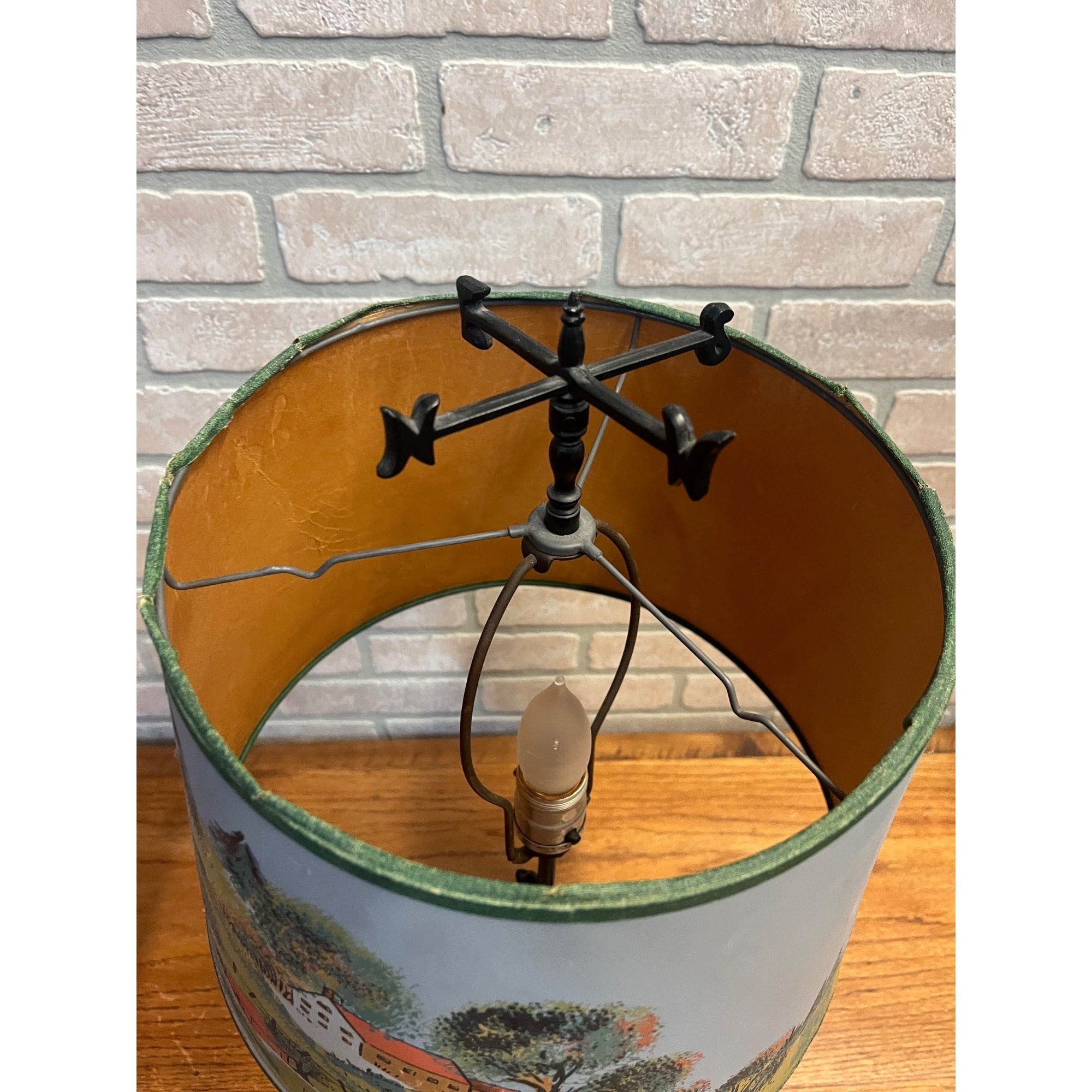 Vintage 1950s Rooster Weathervane Farm Theme Child's Lamp w/ Paper Shade
