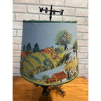 Vintage 1950s Rooster Weathervane Farm Theme Child's Lamp w/ Paper Shade